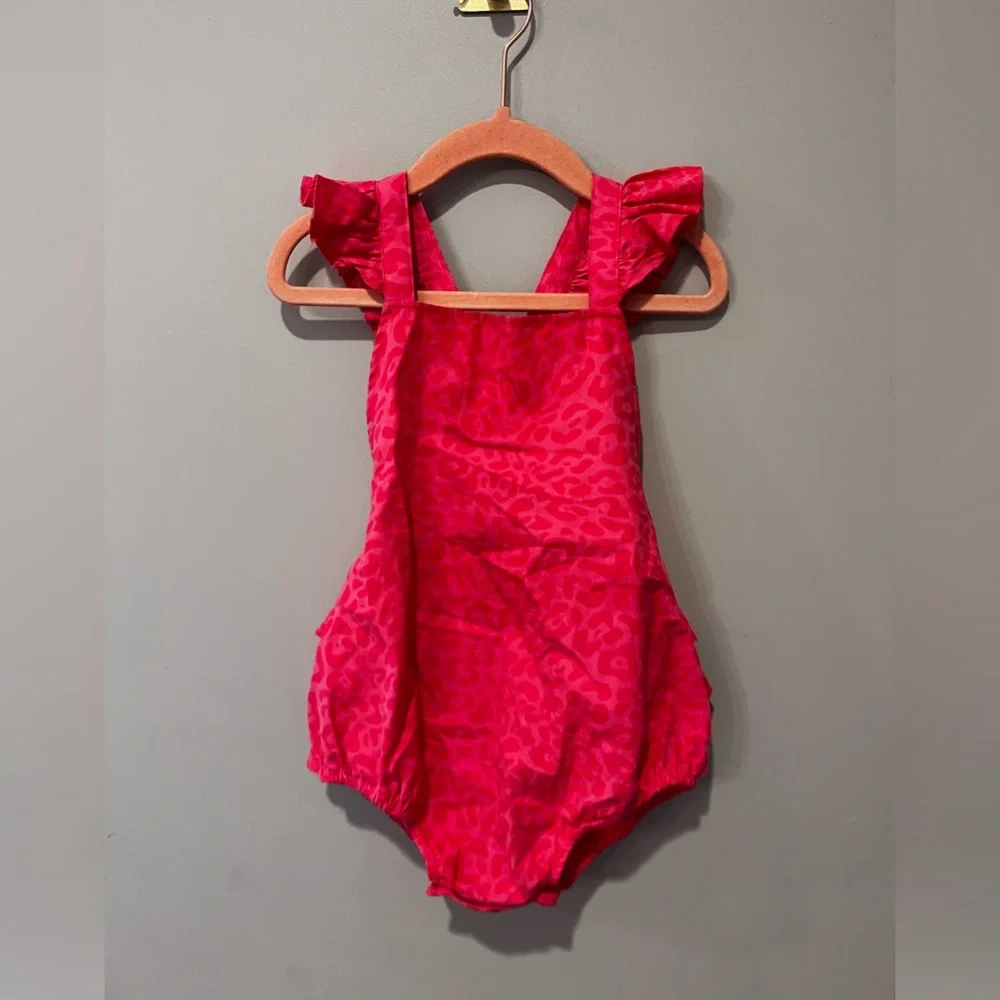 Giselle Poplin Ruffled Strap Bubble Romper, 18-24 months